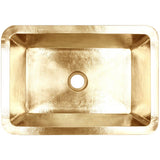 Linkasink - Hammered Rectangular Box Sink with 2'' drain opening - Satin Unlacquered Brass