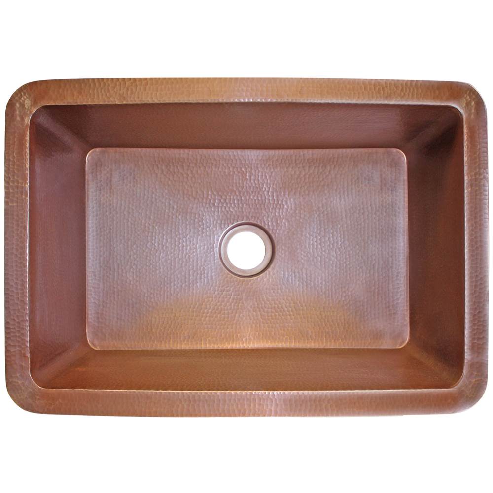 Linkasink - Hammered Rectangular Box Sink with 2'' drain opening - Weathered Copper