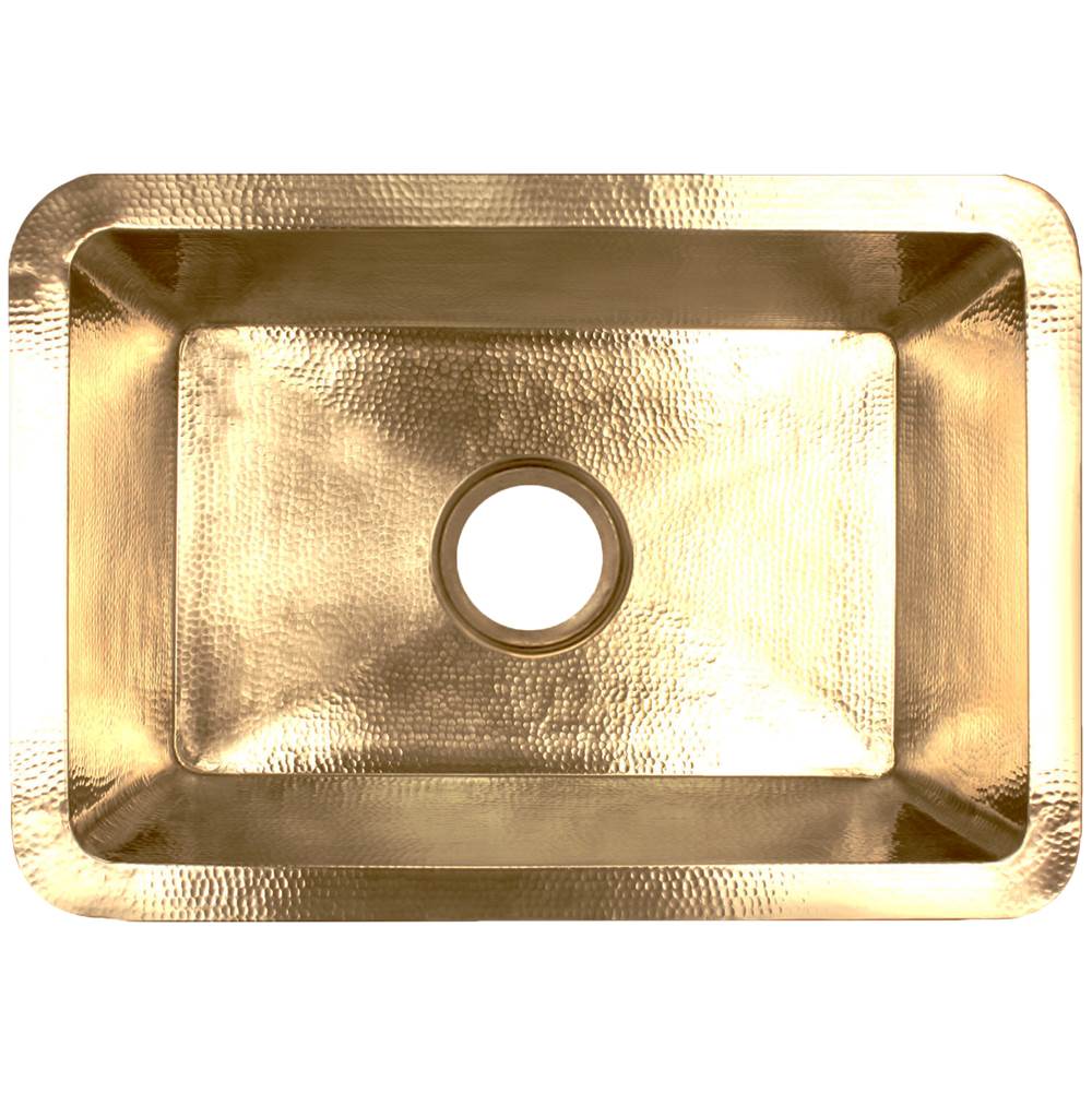 Linkasink - Hammered Rectangular Box Sink with 3.5'' drain opening - Polished Unlacquered Brass
