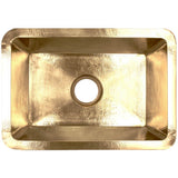 Linkasink - Hammered Rectangular Box Sink with 3.5'' drain opening - Polished Unlacquered Brass