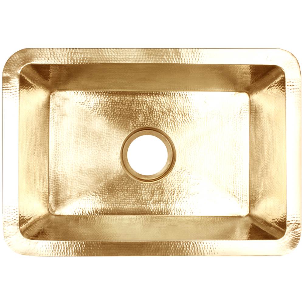 Linkasink - Hammered Rectangular Box Sink with 3.5'' drain opening - Satin Unlacquered Brass