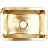 Linkasink - Hammered Rectangular Box Sink with 3.5'' drain opening - Satin Unlacquered Brass