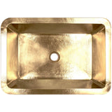 Linkasink - Hammered Rectangular Box Sink - Polished Unlacquered Brass