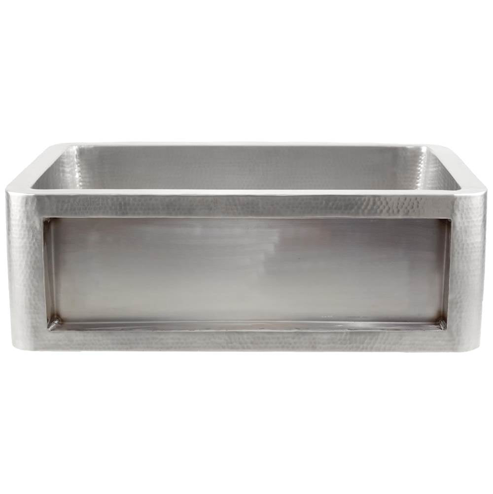 Linkasink - Smooth Inset Apron Front Kitchen Sink - Undermount  (Price Does Not Include Panel) - Hammered Satin Stainless Steel