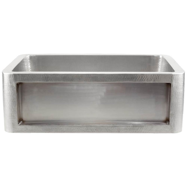 Linkasink - Smooth Inset Apron Front Kitchen Sink - Undermount  (Price Does Not Include Panel) - Hammered Satin Stainless Steel