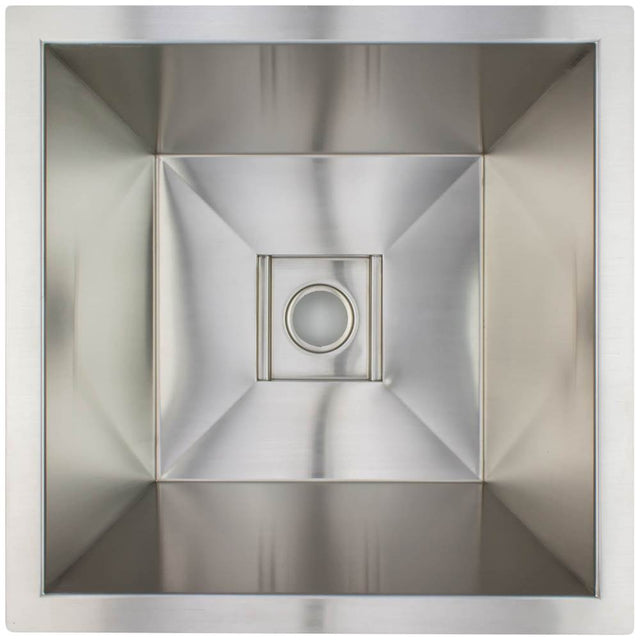 Linkasink - Smooth Square Bar Sink with Grate (Sink Only - Price does not include decorative grate) - Smooth Satin Stainless Steel Smooth Square Sink