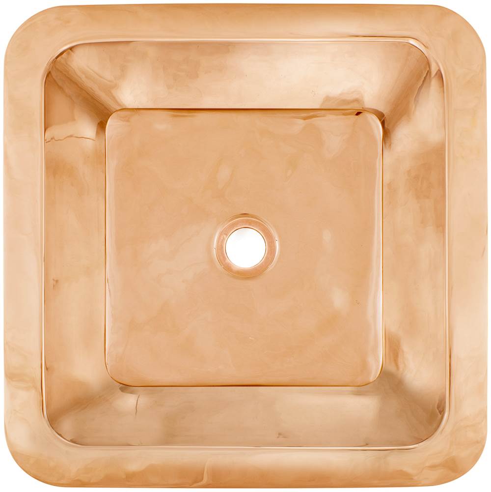 Linkasink - Smooth Small Square 1.5'' drain opening - Polished Unlacquered Rose Gold,Copper