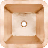 Linkasink - Smooth Large Square 2'' drain opening - Satin Unlacquered Rose Gold,Copper