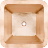 Linkasink - Smooth Large Square 1.5'' drain opening - Satin Unlacquered Rose Gold,Copper