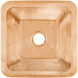 Linkasink - Smooth Large Square 3.5'' drain opening - Polished Unlacquered Rose Gold,Copper