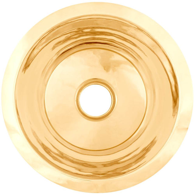 Linkasink - Smooth Small Round Flat Bottom Bar/Utility, 3.5'' drain opening - Polished Unlacquered Brass