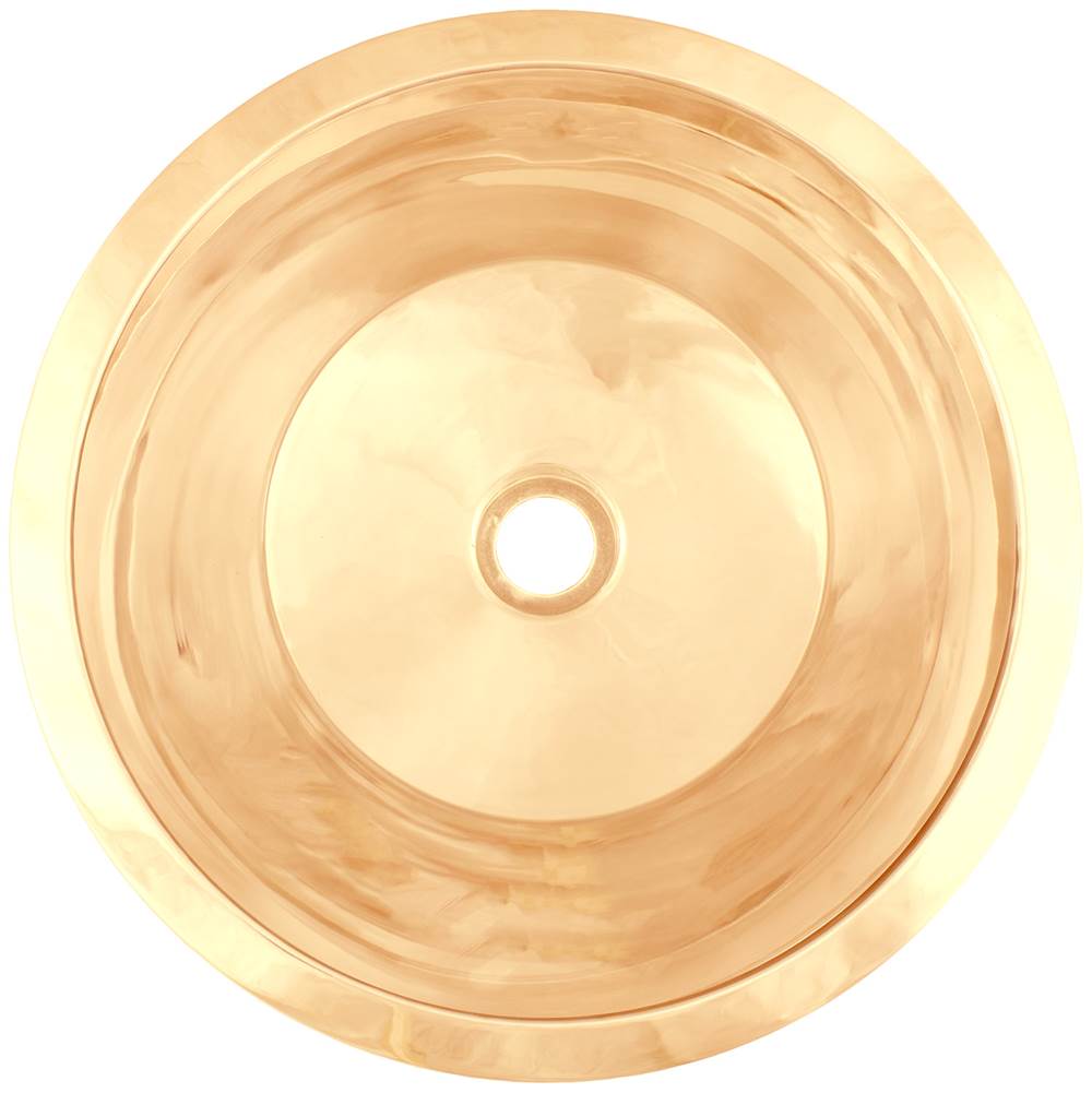 Linkasink - Smooth Large Round Flat Bottom Bar/Utility, 2'' drain opening - Polished Unlacquered Brass