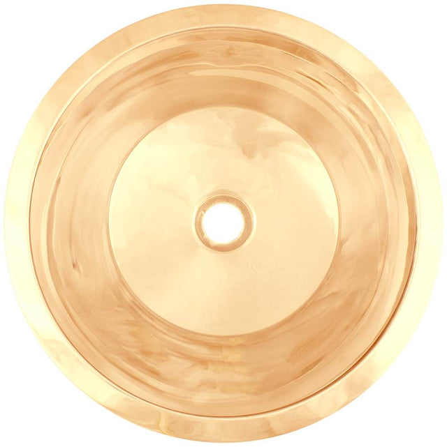 Linkasink - Smooth Large Round Flat Bottom Bar/Utility, 2'' drain opening - Polished Unlacquered Brass