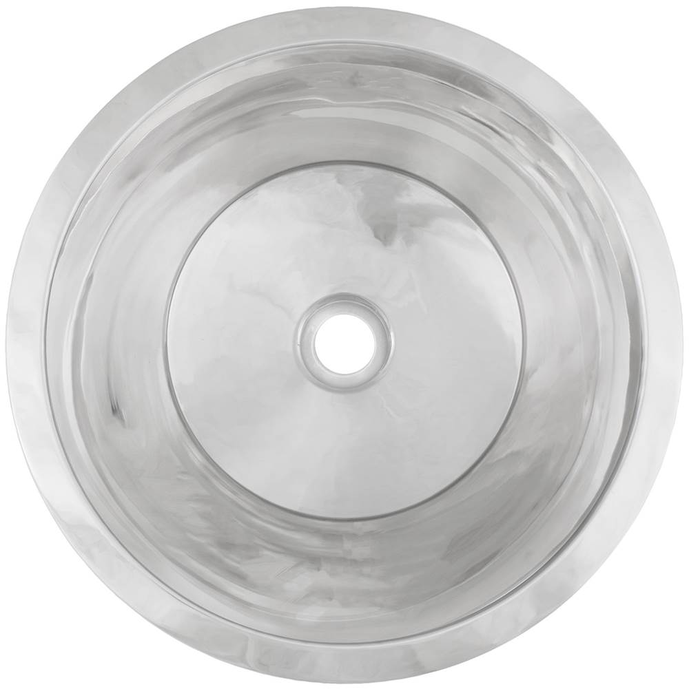 Linkasink - Smooth Large Round Flat Bottom Bar/Utility, 2'' drain opening - Polished Stainless Steel
