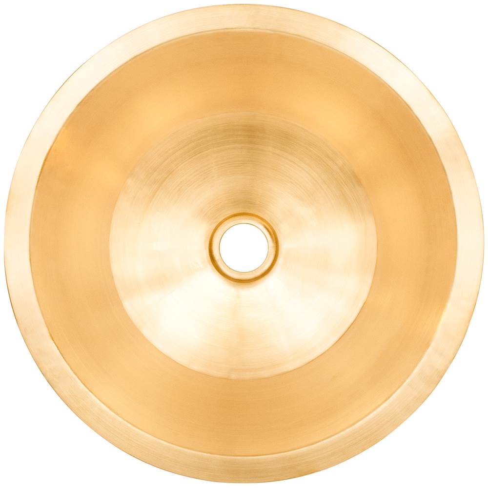 Linkasink - Smooth Large Round Flat Bottom Bar/Utility, 2'' drain opening - Satin Unlacquered Brass