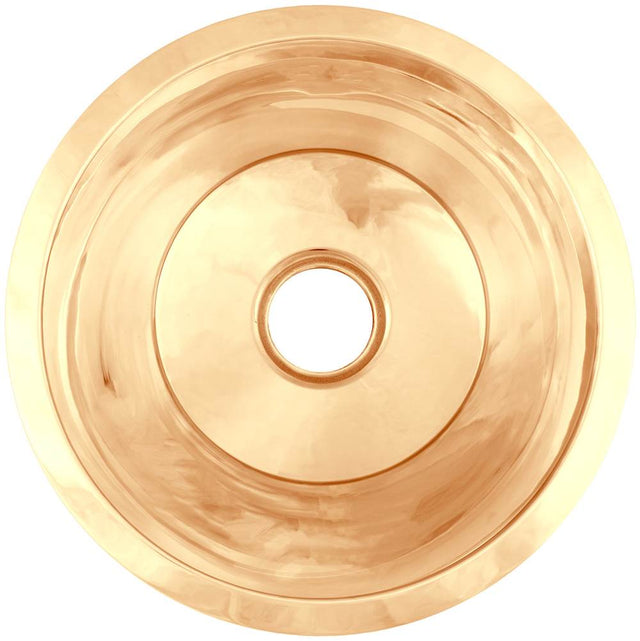 Linkasink - Smooth Large Round Flat Bottom Bar/Utility, 3.5'' drain opening - Polished Unlacquered Brass