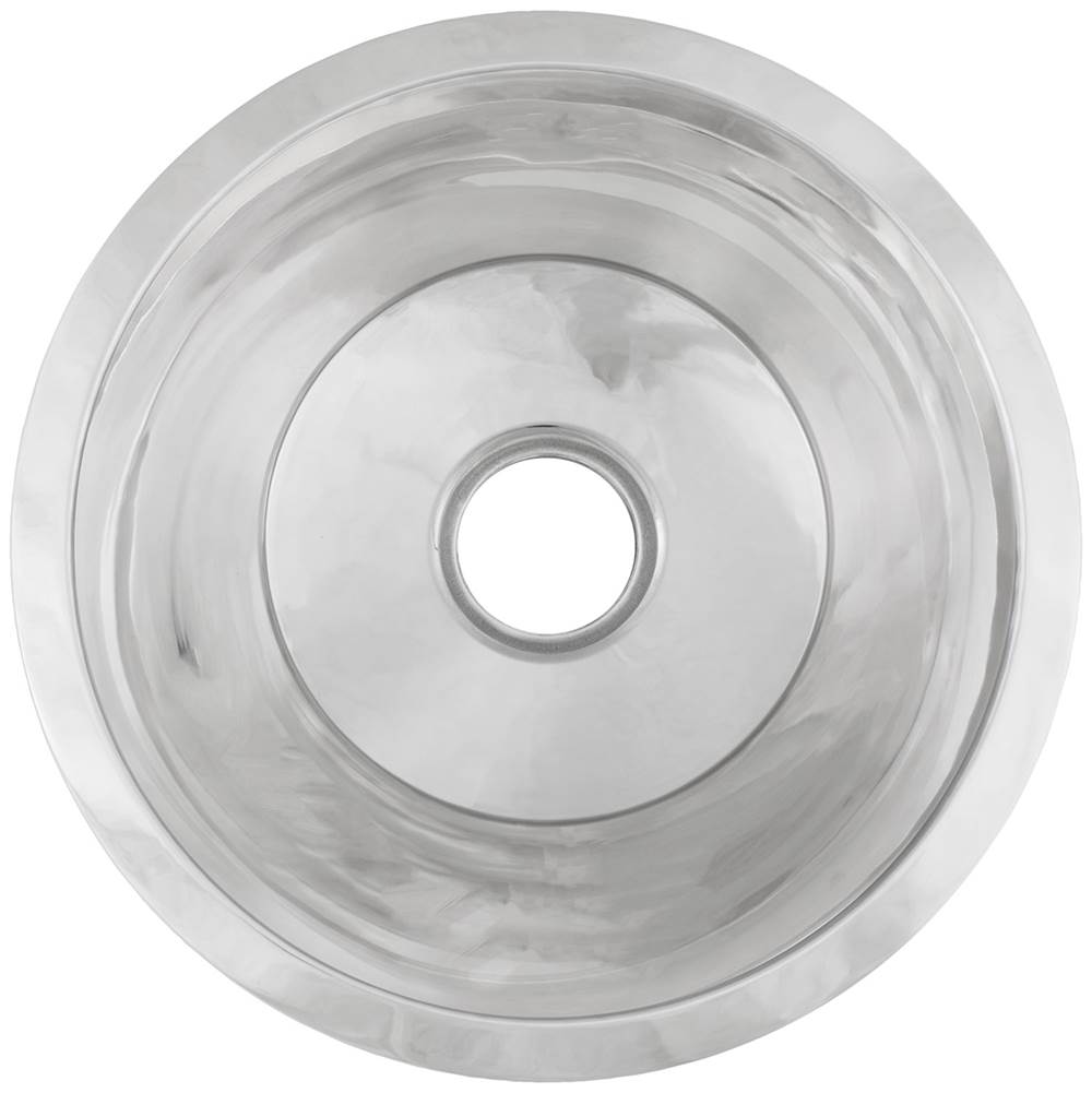 Linkasink - Smooth Large Round Flat Bottom Bar/Utility, 3.5'' drain opening - Polished Stainless Steel