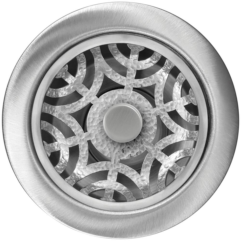 Linkasink - Maze Disposal Flange with Decorative Basket Strainer Stopper - Satin Hammered Finish