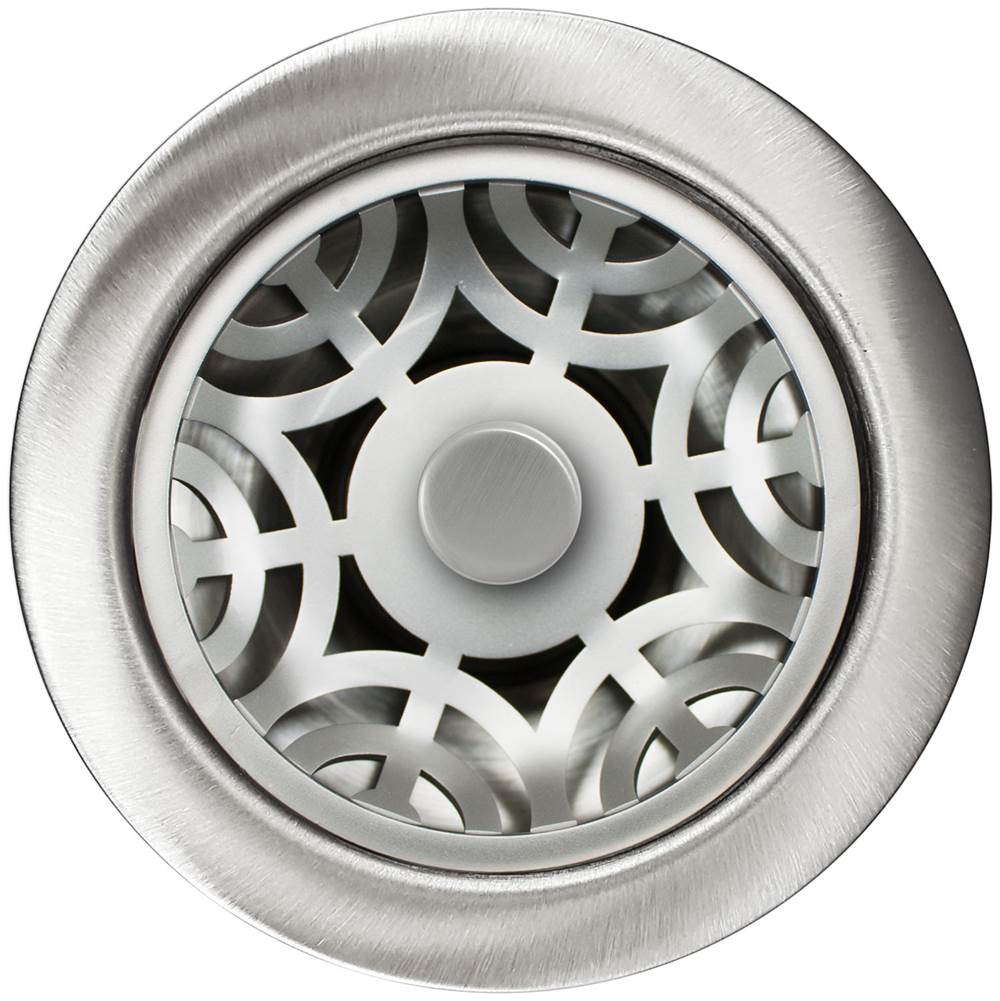 Linkasink - Maze Disposal Flange with Decorative Basket Strainer Stopper - Satin Smooth Finish