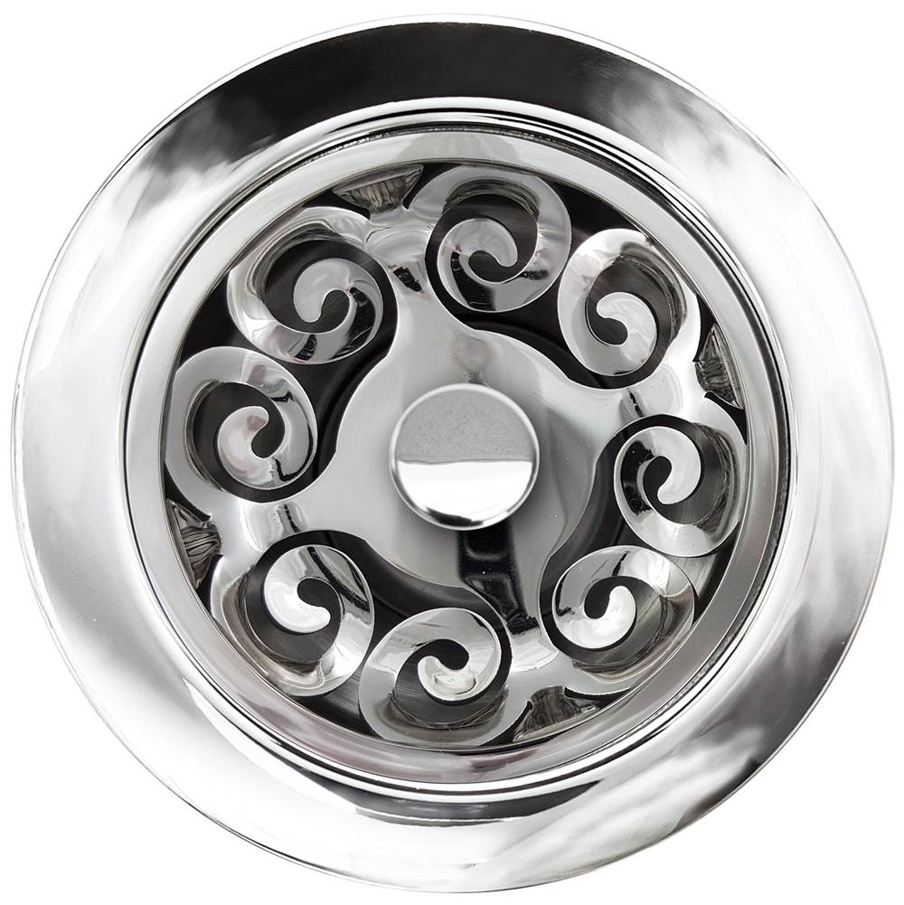Linkasink - Hawaiian Quilt Disposal Flange with Decorative Basket Strainer Stopper - Polished Smooth Finish