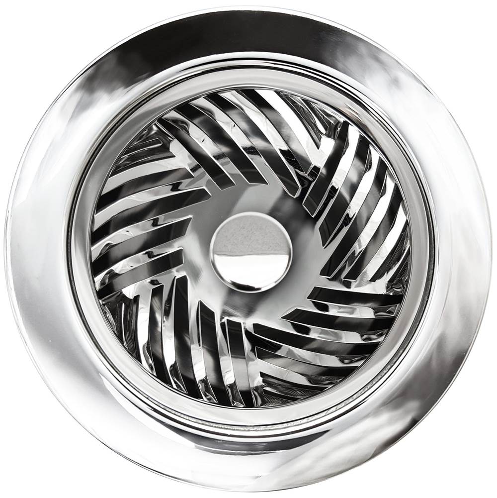 Linkasink - Herringbone Disposal Flange with Decorative Basket Strainer Stopper - Polished Smooth Finish
