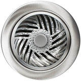 Linkasink - Herringbone Disposal Flange with Decorative Basket Strainer Stopper - Satin Hammered Finish