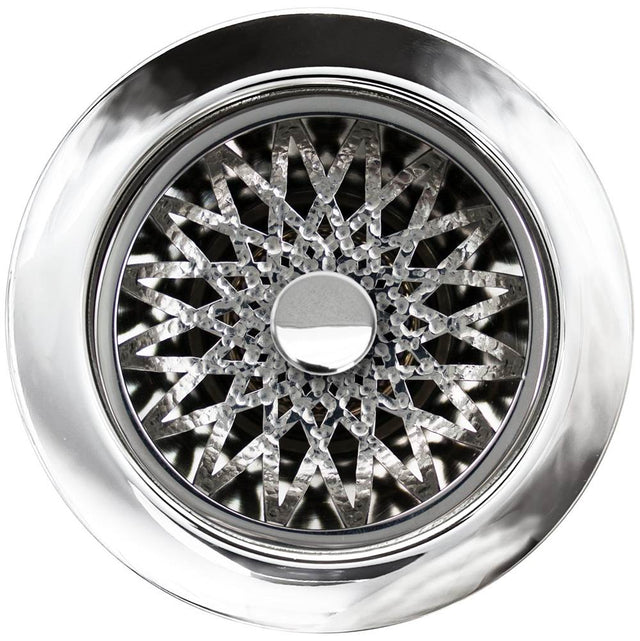 Linkasink - Star Disposal Flange with Decorative Basket Strainer Stopper - Polished Hammered Finish