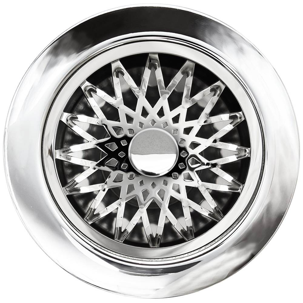 Linkasink - Star Disposal Flange with Decorative Basket Strainer Stopper - Polished Smooth Finish