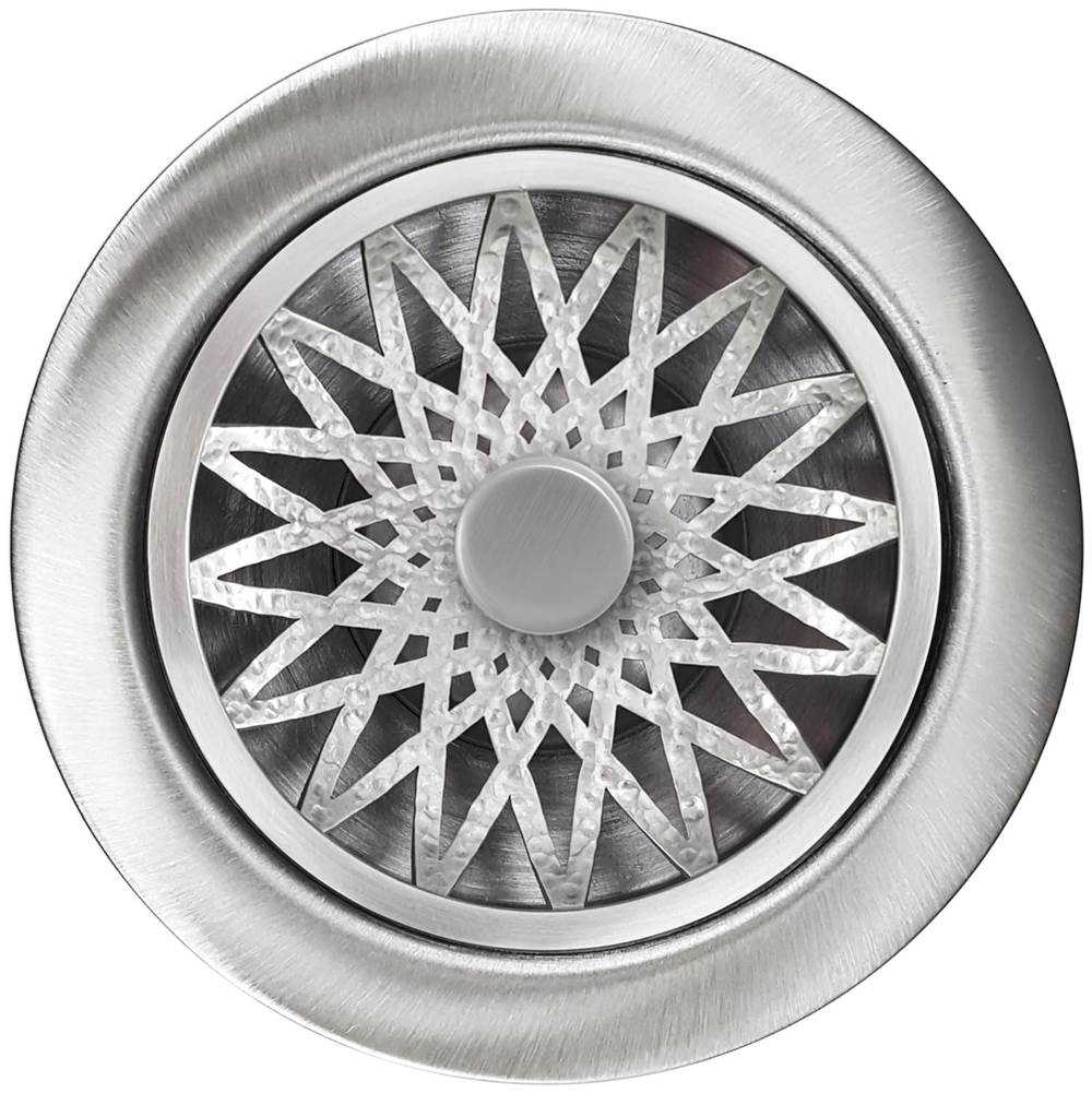 Linkasink - Star Disposal Flange with Decorative Basket Strainer Stopper - Satin Hammered Finish