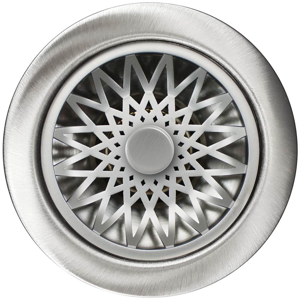 Linkasink - Star Disposal Flange with Decorative Basket Strainer Stopper - Satin Smooth Finish