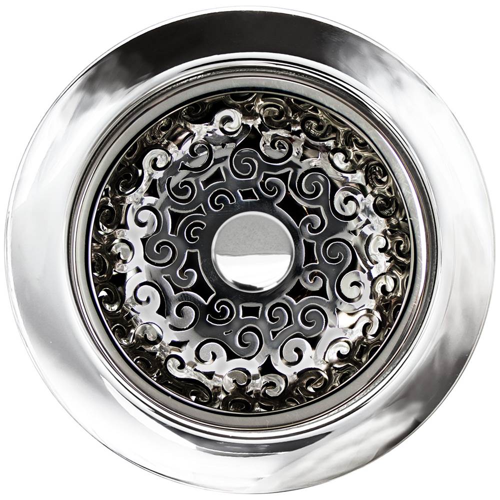 Linkasink - Swirl Disposal Flange with Decorative Basket Strainer Stopper - Polished Smooth Finish