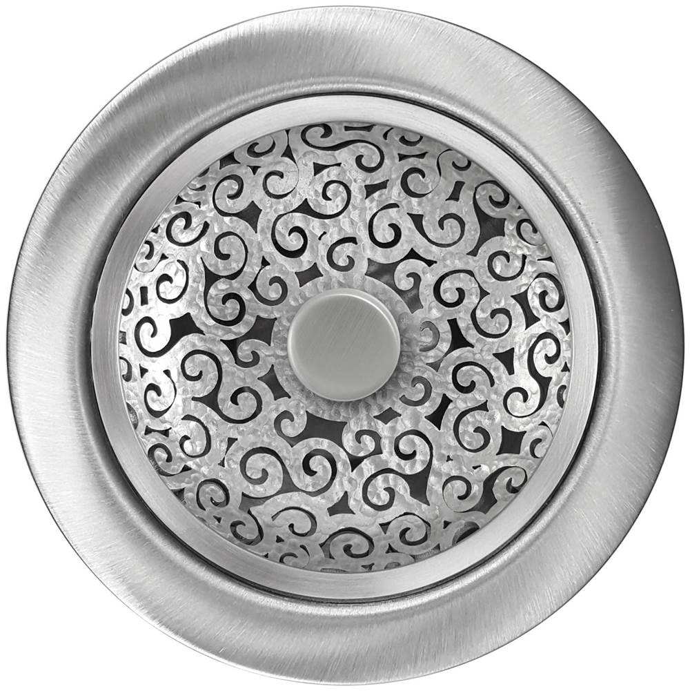 Linkasink - Swirl Disposal Flange with Decorative Basket Strainer Stopper - Satin Hammered Finish