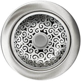 Linkasink - Swirl Disposal Flange with Decorative Basket Strainer Stopper - Satin Smooth Finish