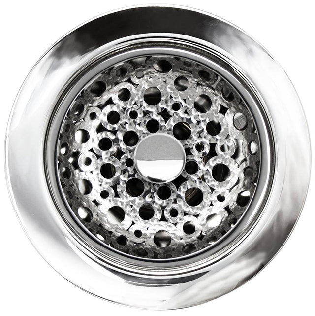 Linkasink - Loop Disposal Flange with Decorative Basket Strainer Stopper - Polished Hammered Finish