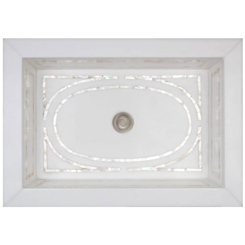 Linkasink - Rectangular Graphic - White Marble with Mother of Pearl Inlay