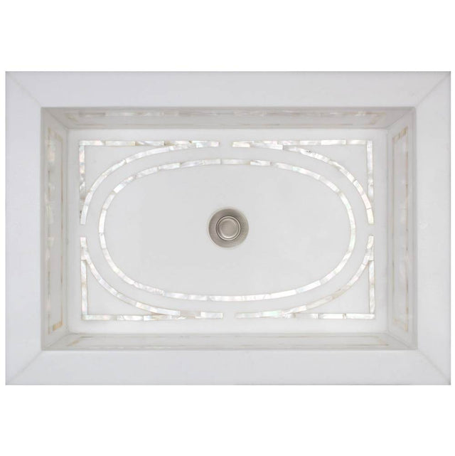 Linkasink - Rectangular Graphic - White Marble with Mother of Pearl Inlay