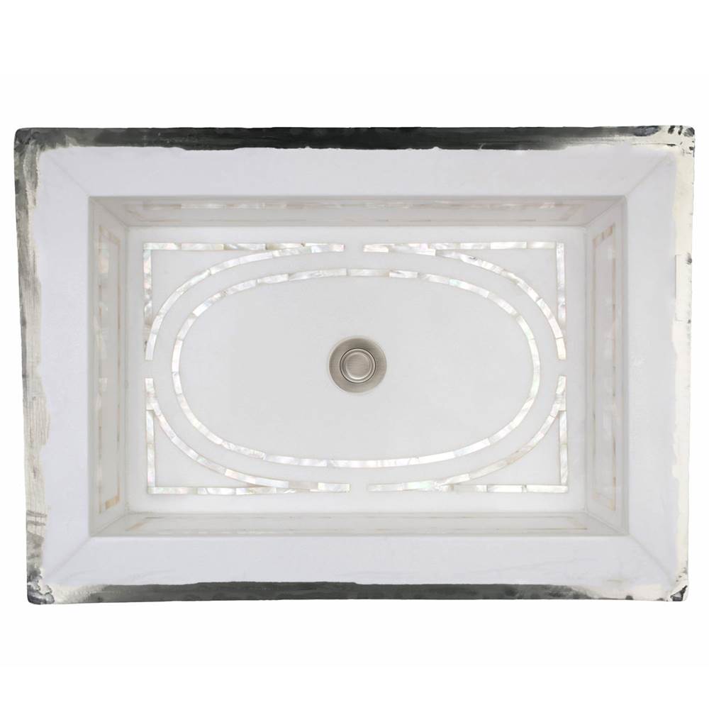 Linkasink - Rectangular Graphic - White Marble with Mother of Pearl Inlay