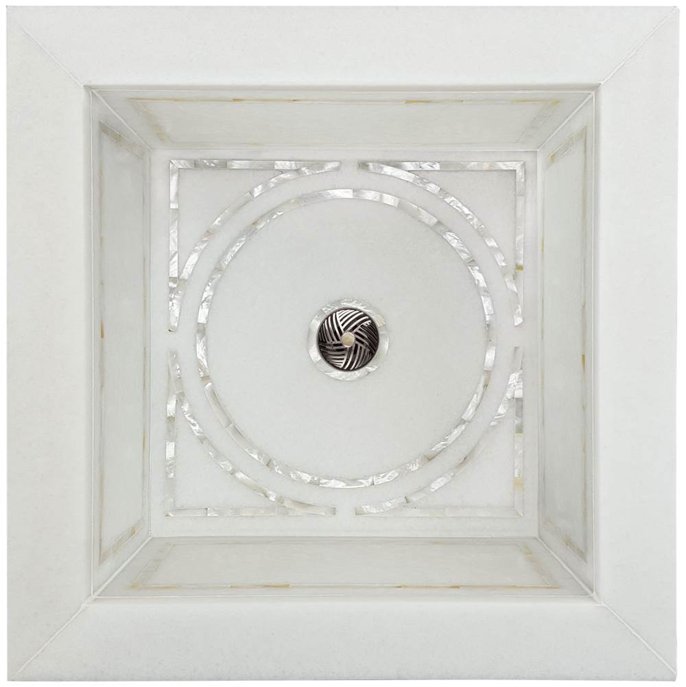 Linkasink - Square Graphic - White Marble with Mother of Pearl Inlay