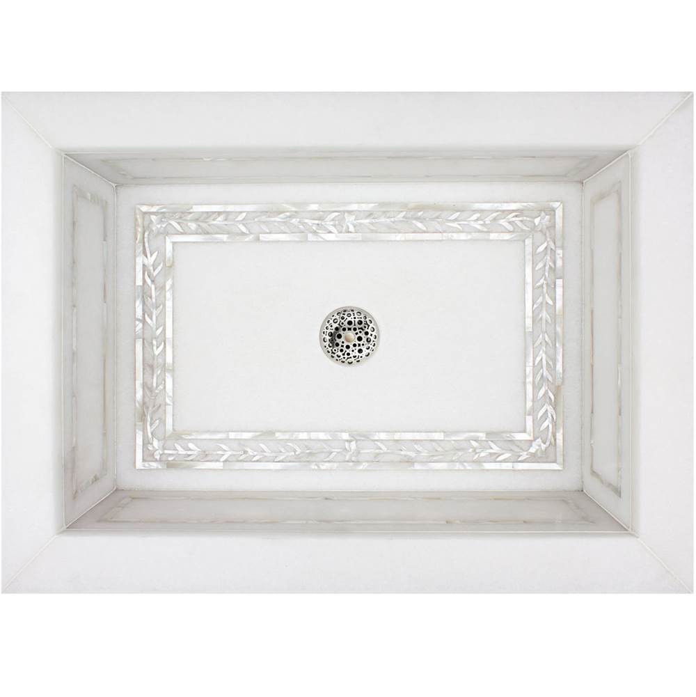 Linkasink - Rectangular Laurel - White Marble with Mother of Pearl Inlay