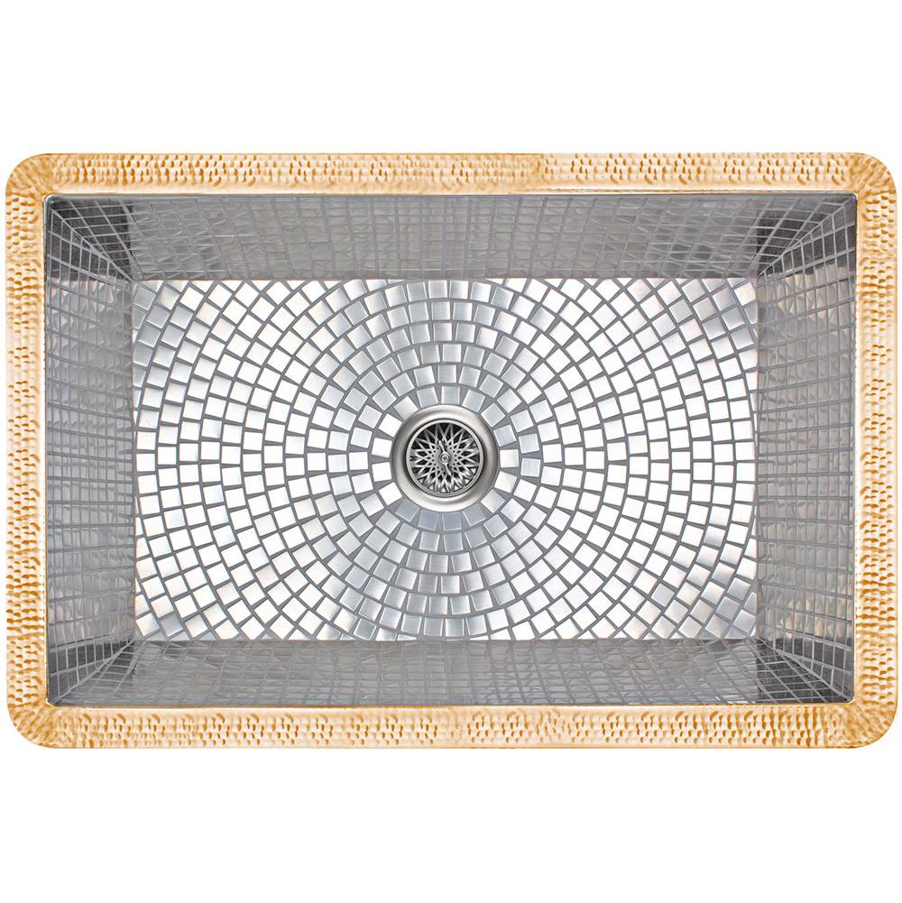 Linkasink - Unfinished Copper Rim with Stainless Steel Mosaic Tile Interior - Unfinished Rim