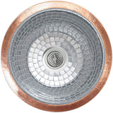 Linkasink - Unfinished Copper Rim with Stainless Steel Mosaic Tile Interior - Unfinished Rim