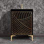 Linkasink - Lateen 24'' Wide Black Vanity with Hand Applied Metal Leaf and Polished Brass Hardware, 24'' x 22'' x 33.5'' (without vanity top) - Black with Polished Brass Hardware