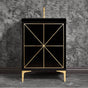 Linkasink - Divergence 24'' Wide Black Vanity with Hand Applied Metal Leaf and Polished Brass Hardware, 24'' x 22'' x 33.5'' (without vanity top) - Black with Polished Brass Hardware