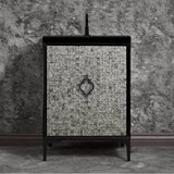 Linkasink - Mother of Pearl 24'' Wide Black Vanity with Satin Black Arabesque Pull and Hardware, 24'' x 22'' x 33.5'' (without vanity top) - Black with Black Hardware