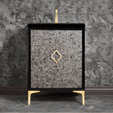 Linkasink - Mother of Pearl 24'' Wide Black Vanity with Satin Brass Arabesque Pull and Hardware, 24'' x 22'' x 33.5'' (without vanity top) - Black with Satin Brass Hardware