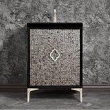 Linkasink - Mother of Pearl 24'' Wide Black Vanity with Satin Nickel Arabesque Pull and Hardware, 24'' x 22'' x 33.5'' (without vanity top) - Black with Satin Nickel Hardware