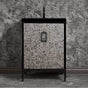 Linkasink - Mother of Pearl 24'' Wide Black Vanity with Satin Black Coach Pull and Hardware, 24'' x 22'' x 33.5'' (without vanity top) - Black with Black Hardware