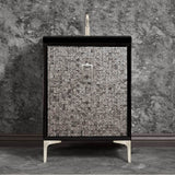 Linkasink - Mother of Pearl 24'' Wide Black Vanity with Satin Nickel Coach Pull and Hardware, 24'' x 22'' x 33.5'' (without vanity top) - Black with Satin Nickel Hardware