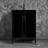 Linkasink - Tuxedo 24'' Wide Black Vanity with Satin Black Coach Pull and Hardware, 24'' x 22'' x 33.5'' (without vanity top) - Black with Black Hardware