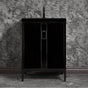 Linkasink - Tuxedo 24'' Wide Black Vanity with Satin Black Coach Pull and Hardware, 24'' x 22'' x 33.5'' (without vanity top) - Black with Black Hardware